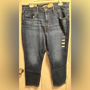 Levi's Dark Blue High-Rise Cropped Jeans